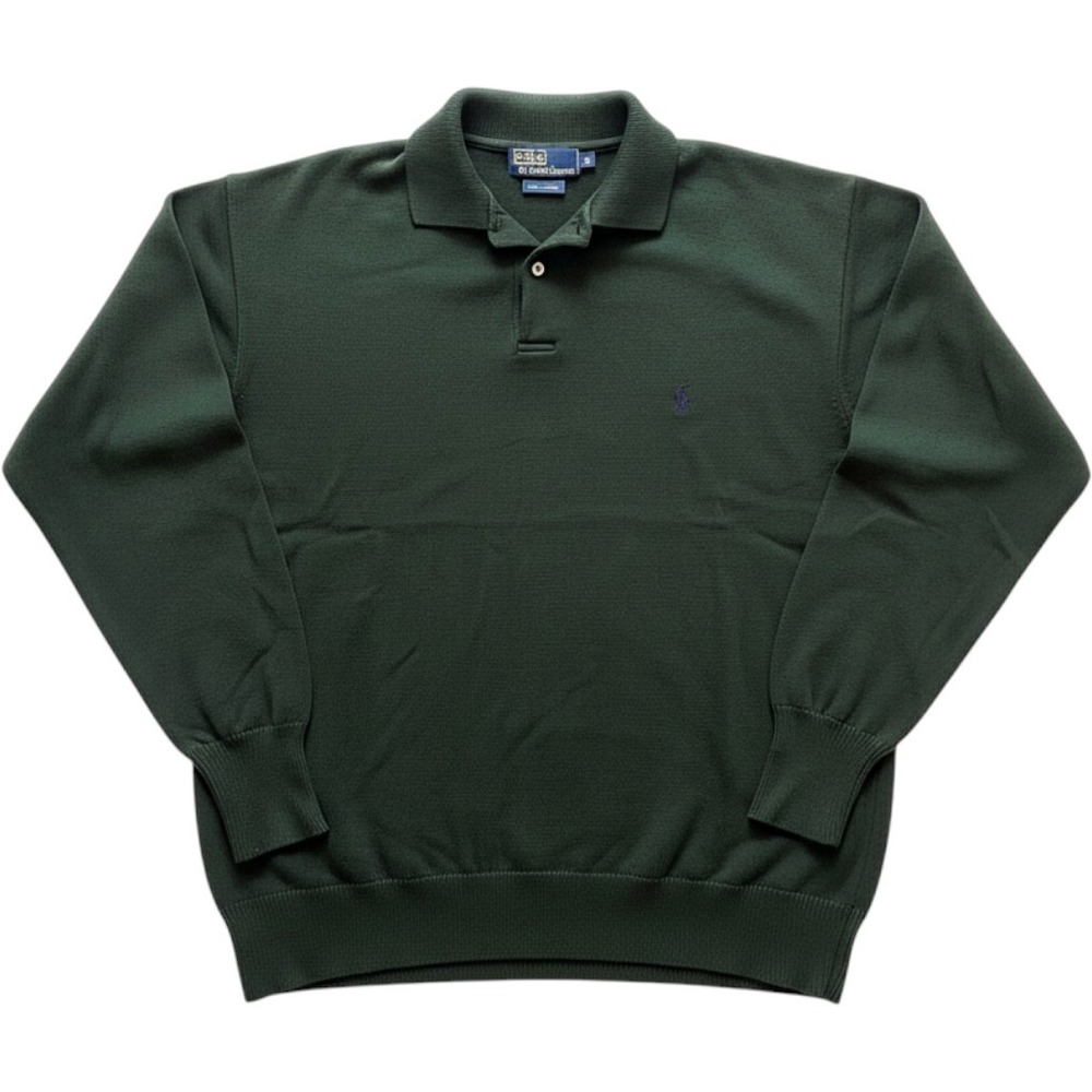 Polo Ralph Lauren Mens XL Hunter Green 100% Cotton Long Sleeve Knit Polo Sweater